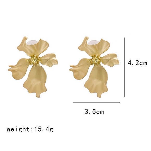 2/$20! Golden Orchid Flower Stud Earrings - Picture 7 of 10